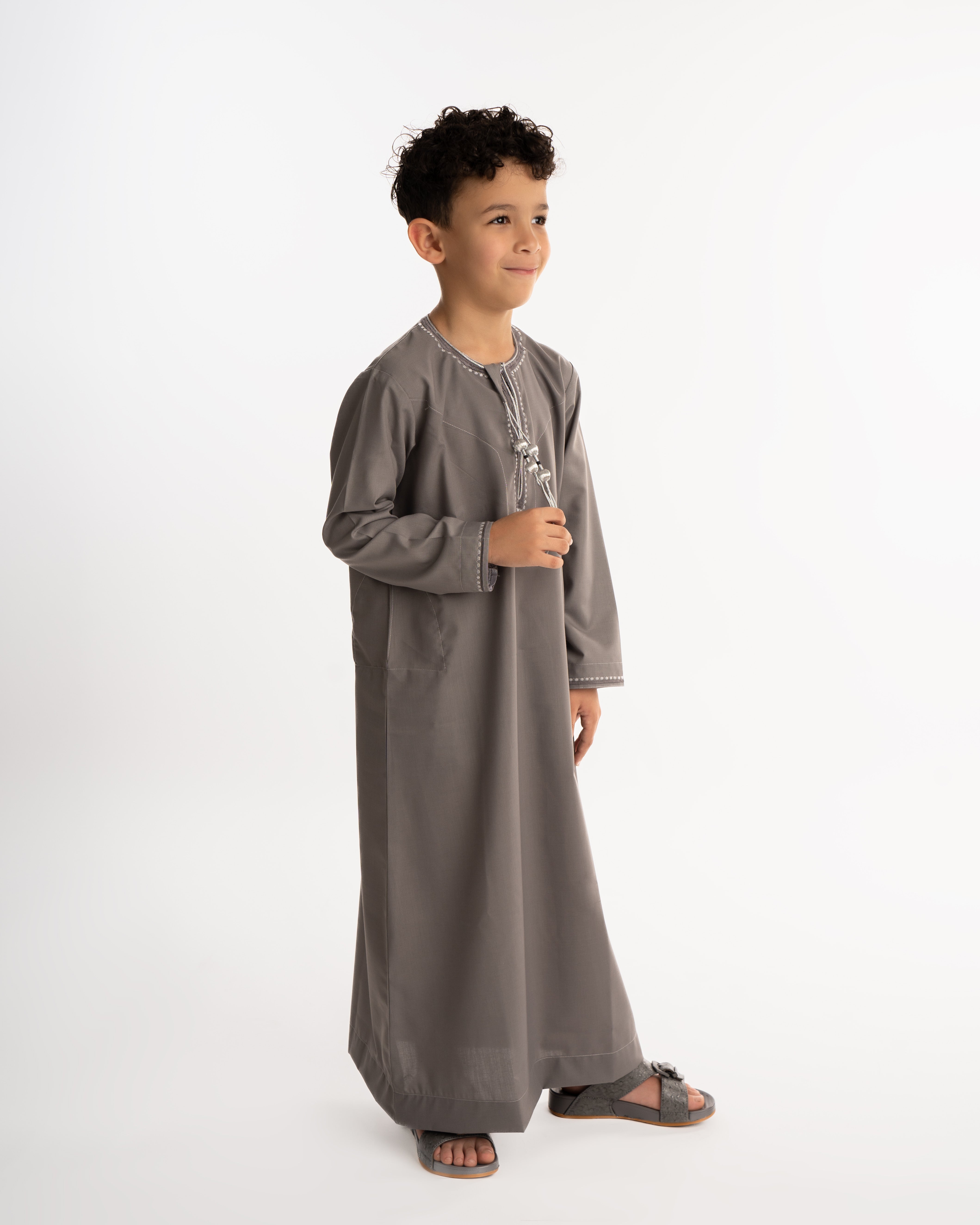 Omani Grey Kandora - Kids – YALLAWORLD